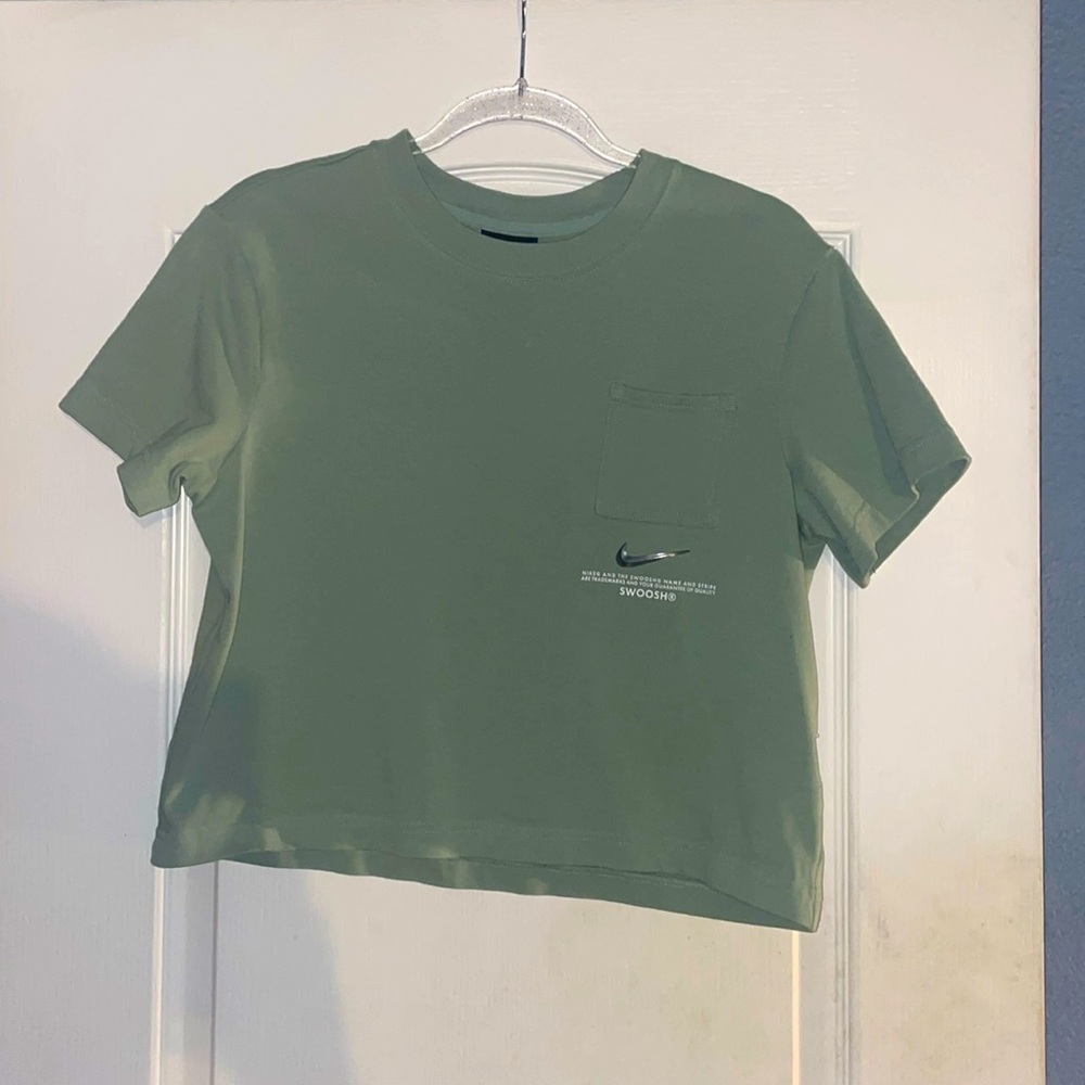 Nike Olive Green Short Sleeve Cropped Tee